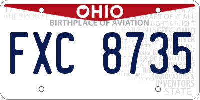 OH license plate FXC8735