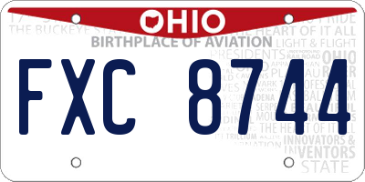 OH license plate FXC8744