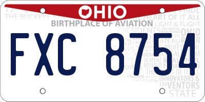 OH license plate FXC8754