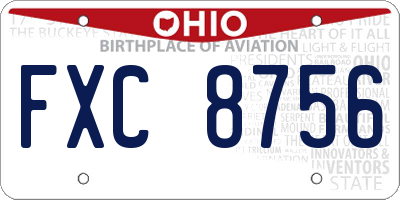 OH license plate FXC8756