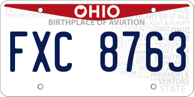 OH license plate FXC8763