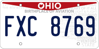 OH license plate FXC8769
