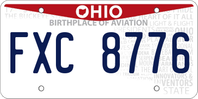 OH license plate FXC8776