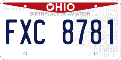 OH license plate FXC8781