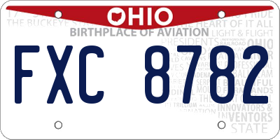 OH license plate FXC8782