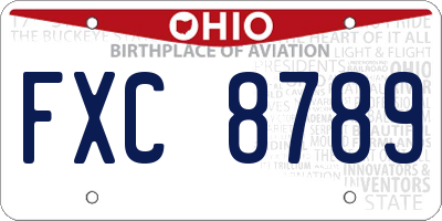 OH license plate FXC8789