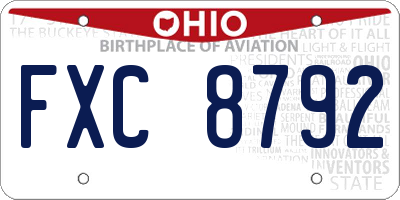 OH license plate FXC8792