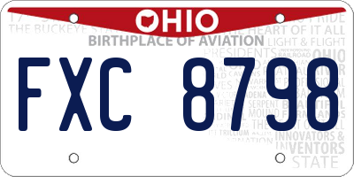 OH license plate FXC8798