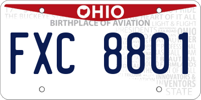 OH license plate FXC8801