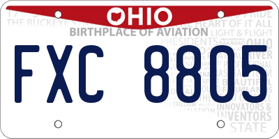 OH license plate FXC8805