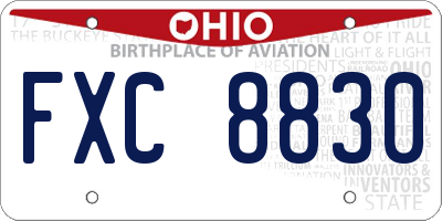 OH license plate FXC8830