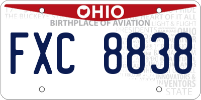 OH license plate FXC8838
