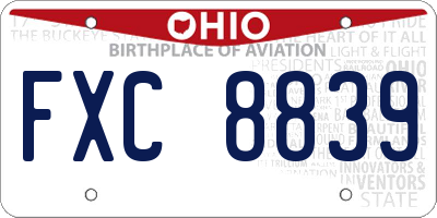 OH license plate FXC8839
