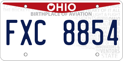 OH license plate FXC8854