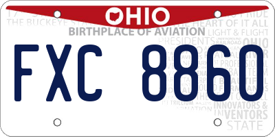 OH license plate FXC8860