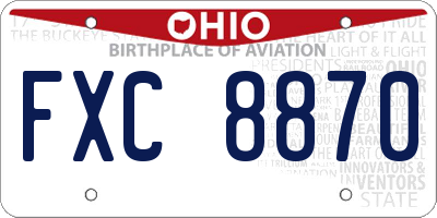 OH license plate FXC8870