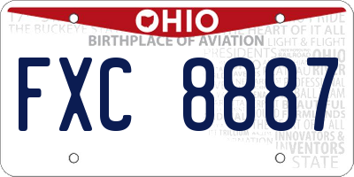OH license plate FXC8887