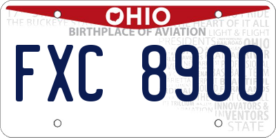 OH license plate FXC8900