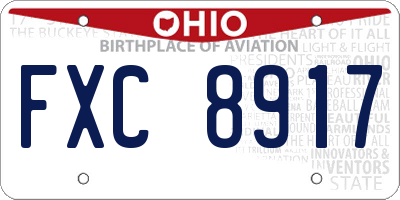 OH license plate FXC8917