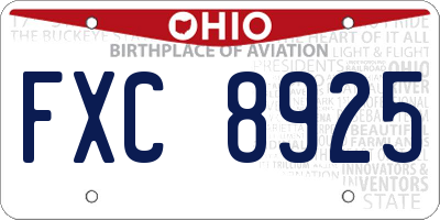 OH license plate FXC8925