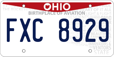 OH license plate FXC8929