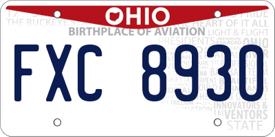 OH license plate FXC8930