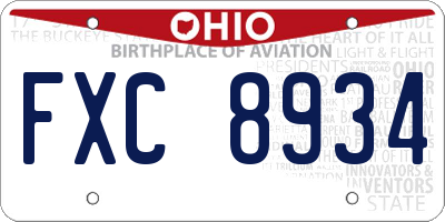 OH license plate FXC8934