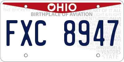 OH license plate FXC8947