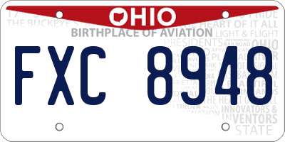 OH license plate FXC8948