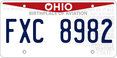 OH license plate FXC8982