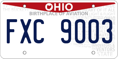 OH license plate FXC9003