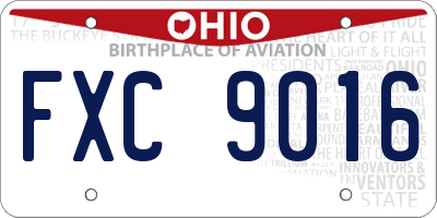 OH license plate FXC9016