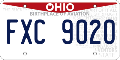 OH license plate FXC9020