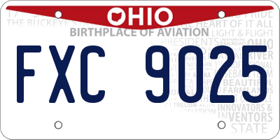 OH license plate FXC9025