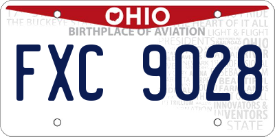 OH license plate FXC9028