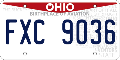 OH license plate FXC9036