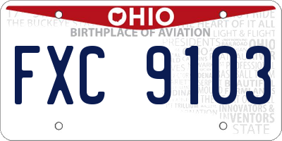 OH license plate FXC9103
