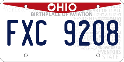 OH license plate FXC9208