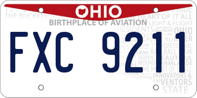 OH license plate FXC9211