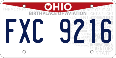 OH license plate FXC9216