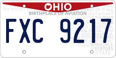 OH license plate FXC9217