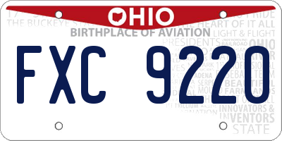 OH license plate FXC9220