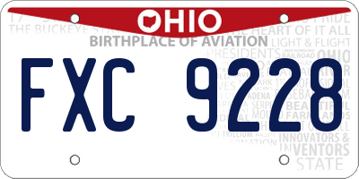 OH license plate FXC9228