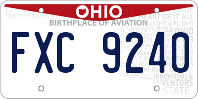 OH license plate FXC9240