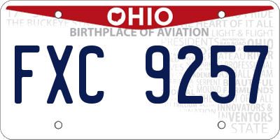 OH license plate FXC9257