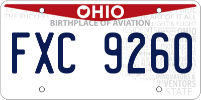OH license plate FXC9260