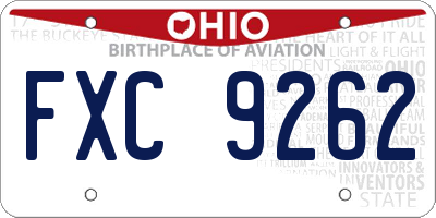 OH license plate FXC9262