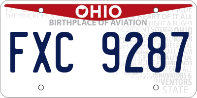 OH license plate FXC9287