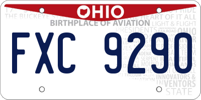 OH license plate FXC9290