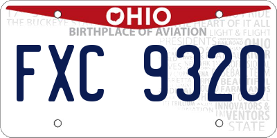 OH license plate FXC9320